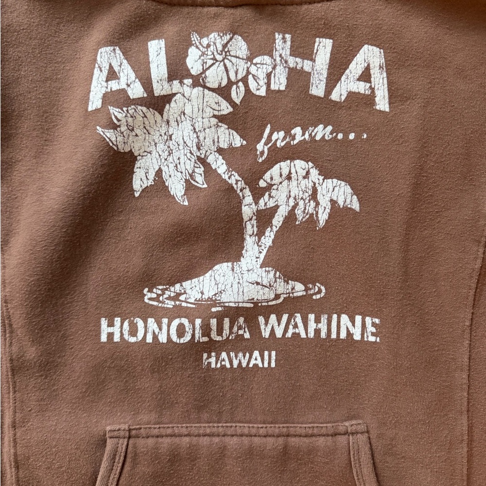 Honolua Wahine Aloha Hoodie - soft chocolate brown with white
